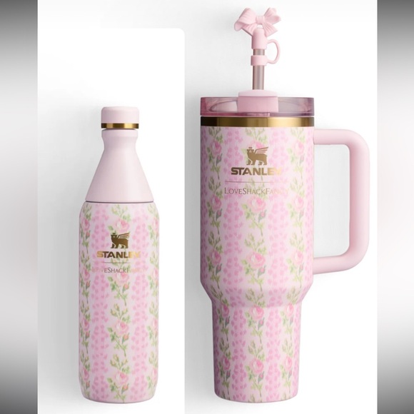 BUNDLE Stanley x loveshackfancy 40oz quencher cup & 20 oz all day slim bottle - Picture 12 of 14